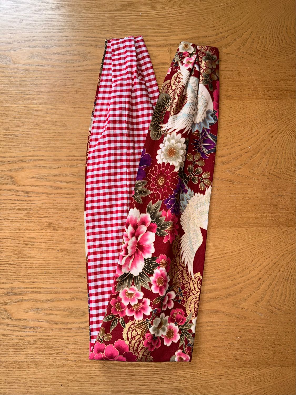 ? BANDEAU FIL DE FER bicolore ? BANDEAU FIL DE FER bicolore "GRUE ROUGE ET FUCHSIA/VICHY ROUGE ET BLANC"