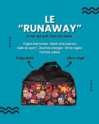 SAC "RUNAWAY" TËTES DE MORT MEXICAINES VELOURS / simili NOIR PAILLETTES (dispo)