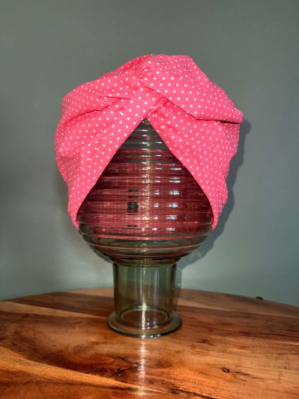 ? BANDEAU FIL DE FER "ROSE PETITS POIS BLANC"
