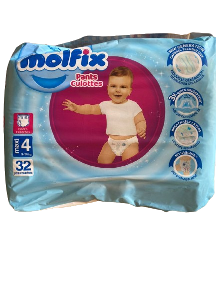 Couche Culotte Molfix Taille 4 x 32 pièces