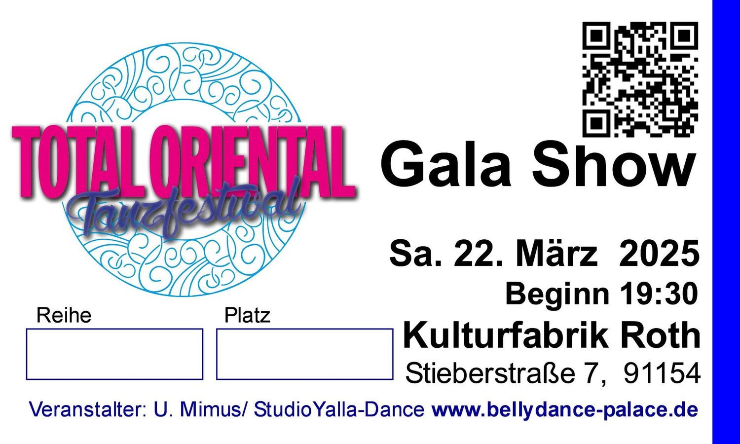 Gala-Show -Ticket "Total Oriental"   am Samstag 22.März 2025, 19:30 Uhr