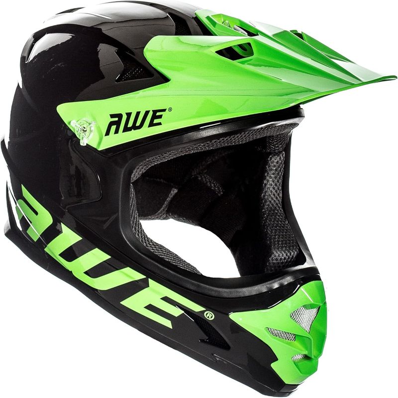 AWE AweBlast BMX/Downhill/Full Face/Enduro Helmet Black/Green 58-60cm Junior 16 +/Adult