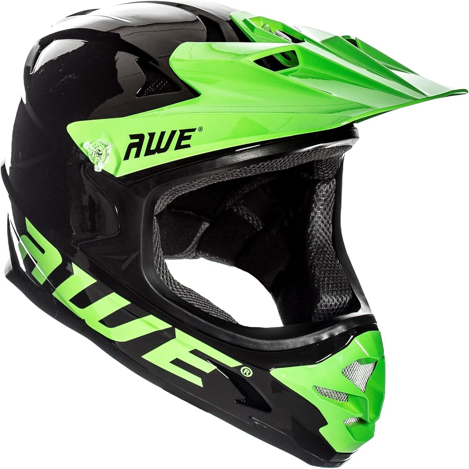 AWE AweBlast BMX/Downhill/Full Face/Enduro Helmet Black/Green 56-58cm Junior 16 +/Adult