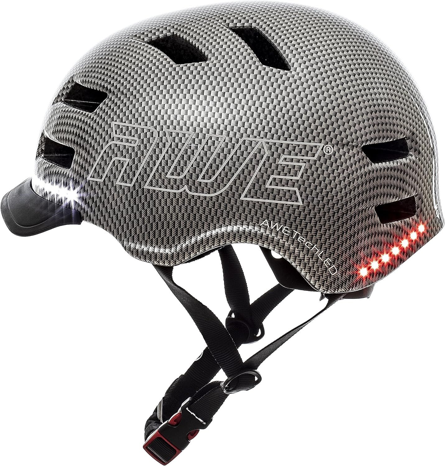 AWE AWETech LED USB Helmet, 360° MEGAVisibility™ 28 Super Bright LED's Bicycle Graphite Medium Junior/Adult 55-58cm