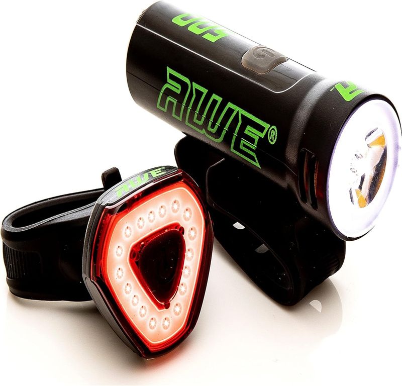 AWE AWEBlast 530 Lumens Super Bright USB Rechargeable Light Set Front/Rear Black CE Approved