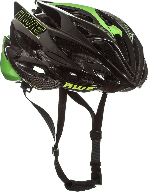 AWE AWESpeed In Mould Adult E-Bike/Bike Road Racing Helmet 58-61cm Black/Green/Carbon CE EN1078 APPROVED