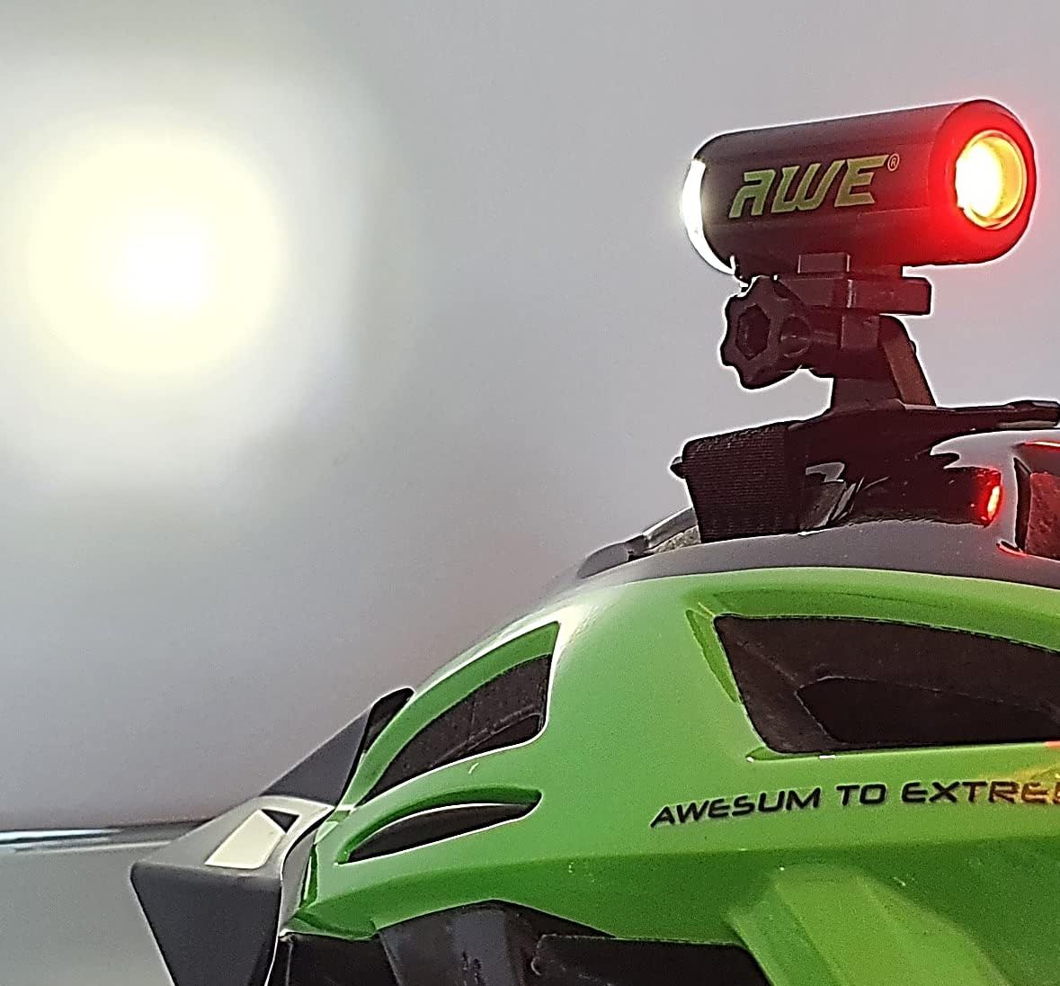 AWE 150 Lumens Front/Rear USB 360 Degree Protection Bicycle Helmet Light 1 x Front Super Bright LED's & 7 x Rear COB's. Fully Rechargeable Visibility 1km+ IPX4 Waterproof CE Approved