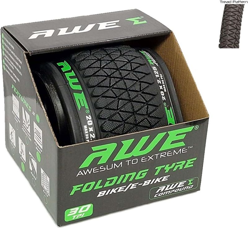 2 x AWE AWEJump Bike/E-Bike Folding Tyres 20" x 2.125cm BMX 30 TPI
