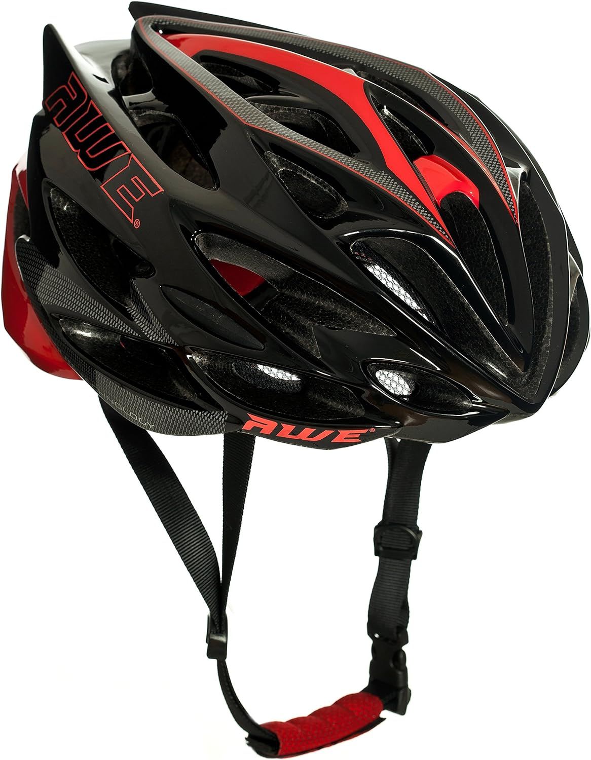 AWE AWESpeed In Mould Adult E-Bike/Bike Road Racing Helmet 58-61cm Black/Red/Carbon CE EN1078 APPROVED