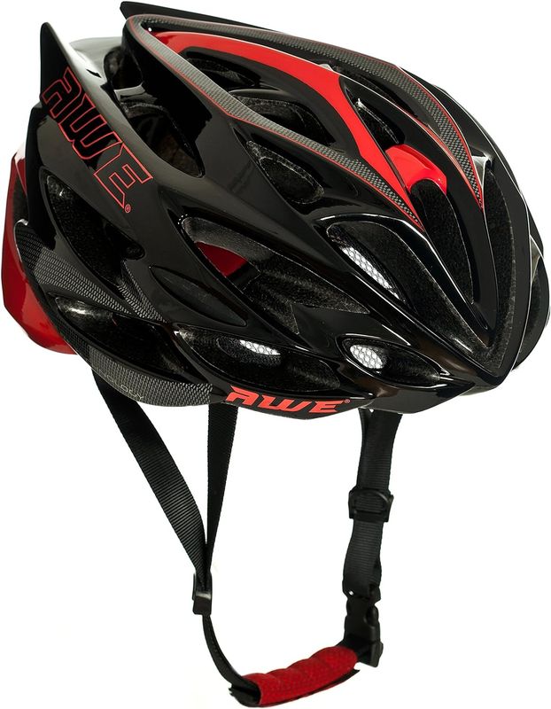 AWE AWESpeed In Mould Adult E-Bike/Bike Road Racing Helmet 58-61cm Black/Red/Carbon CE EN1078 APPROVED