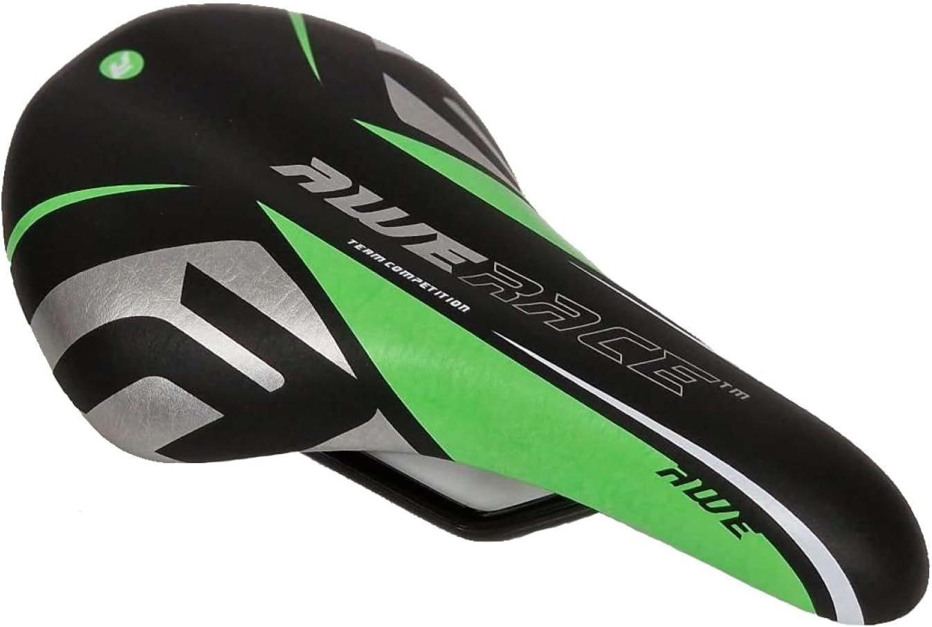 AWE Junior MTB Bike Saddle Green/Silver/Black