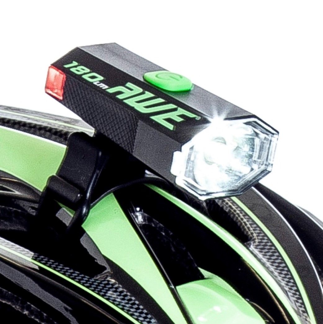 AWE 180 Lumens Front/Rear USB, 360 Degree Protection Bicycle Helmet Light 2 x Super Bright LED's