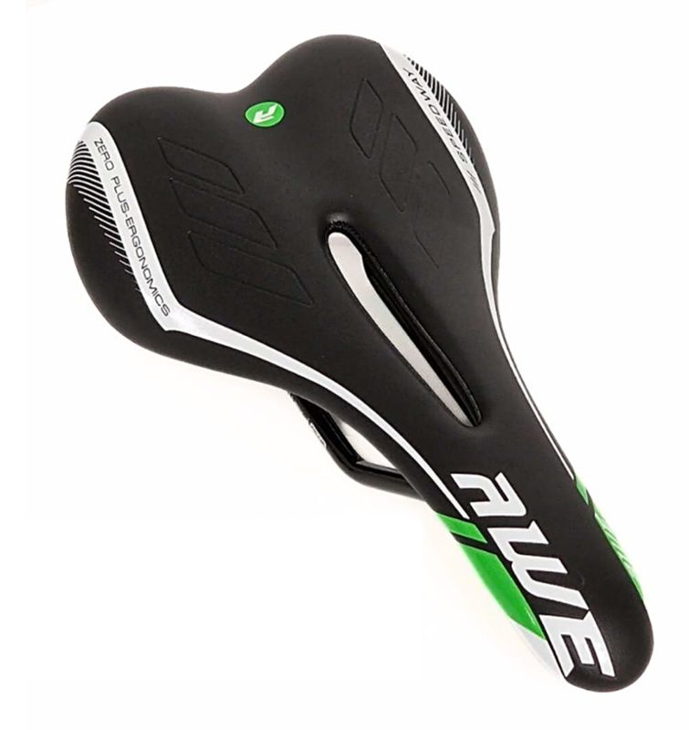 AWE SUPER LIGHT Adult Racing Saddle Mens Green Black Chromo Rails