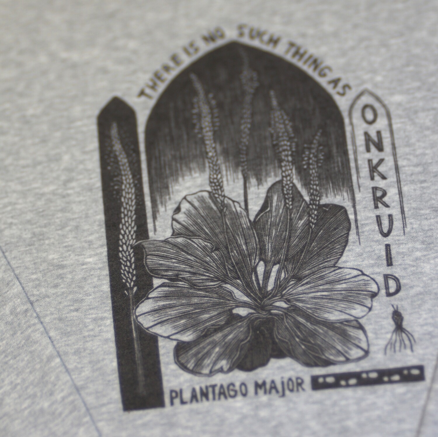 #4 Plantago Mayor /  women&#39;s grey Cropped Pullover