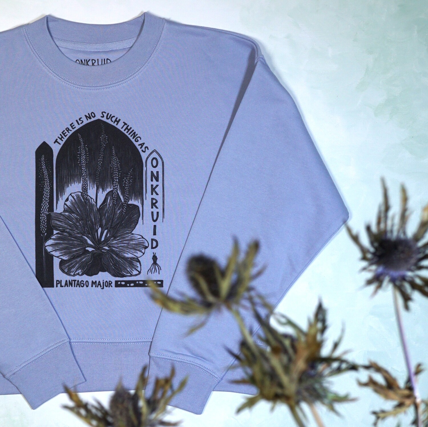 #4 Plantago Mayor /  women&#39;s Cropped Pullover Blue