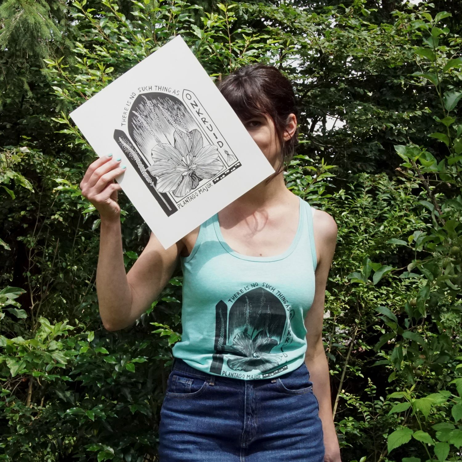 #4 Plantago Mayor/ women&#39;s tank top / green