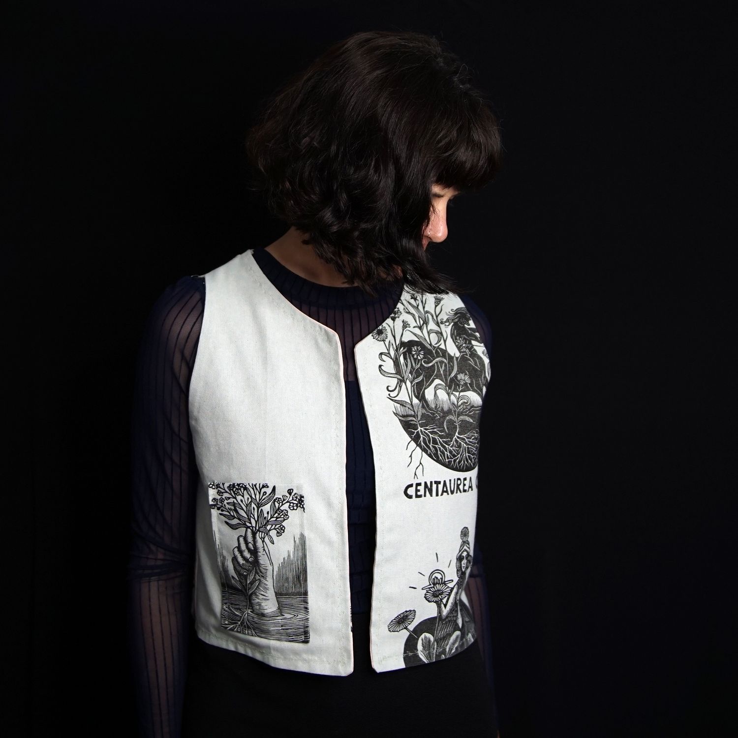 Onkruid reversible vest / Soft green &amp; pink