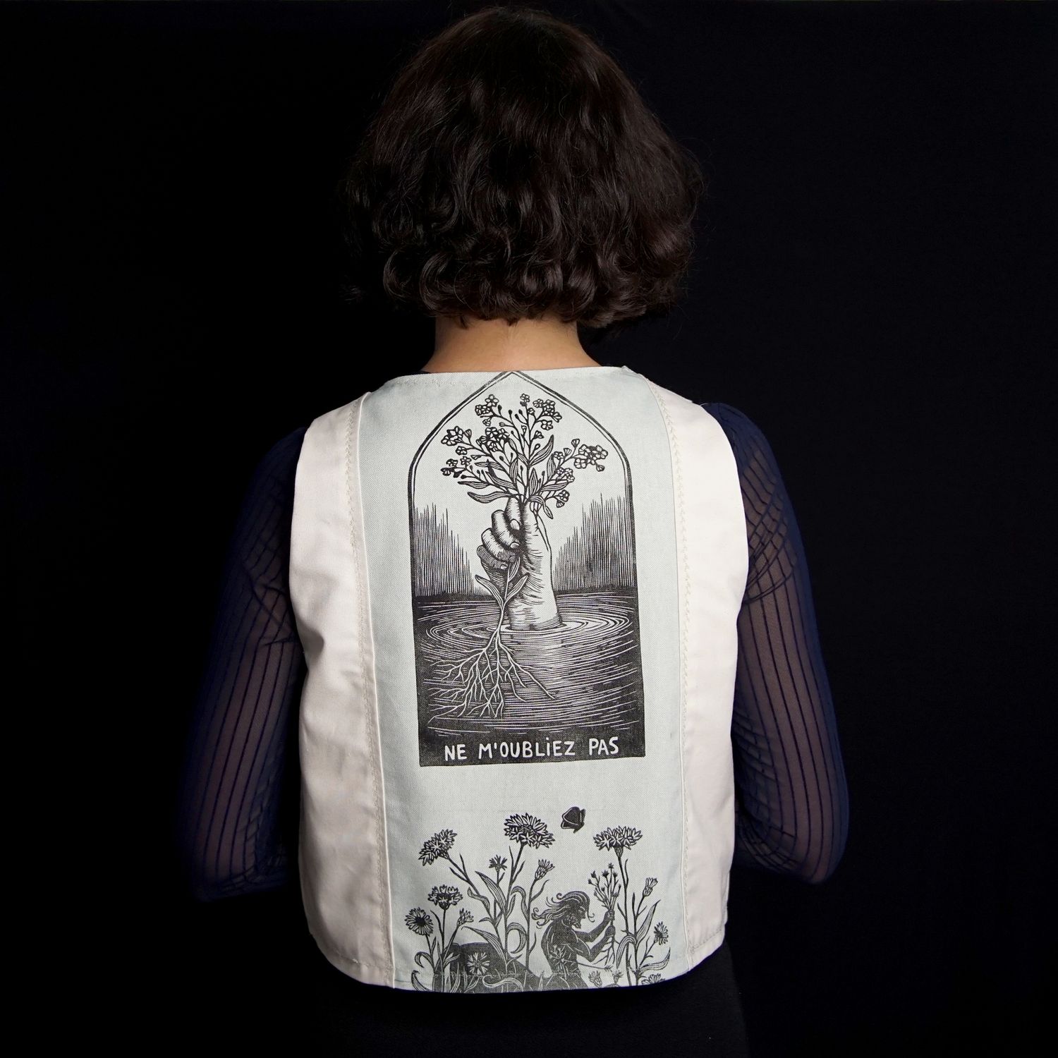Onkruid reversible vest / Soft green &amp; pink