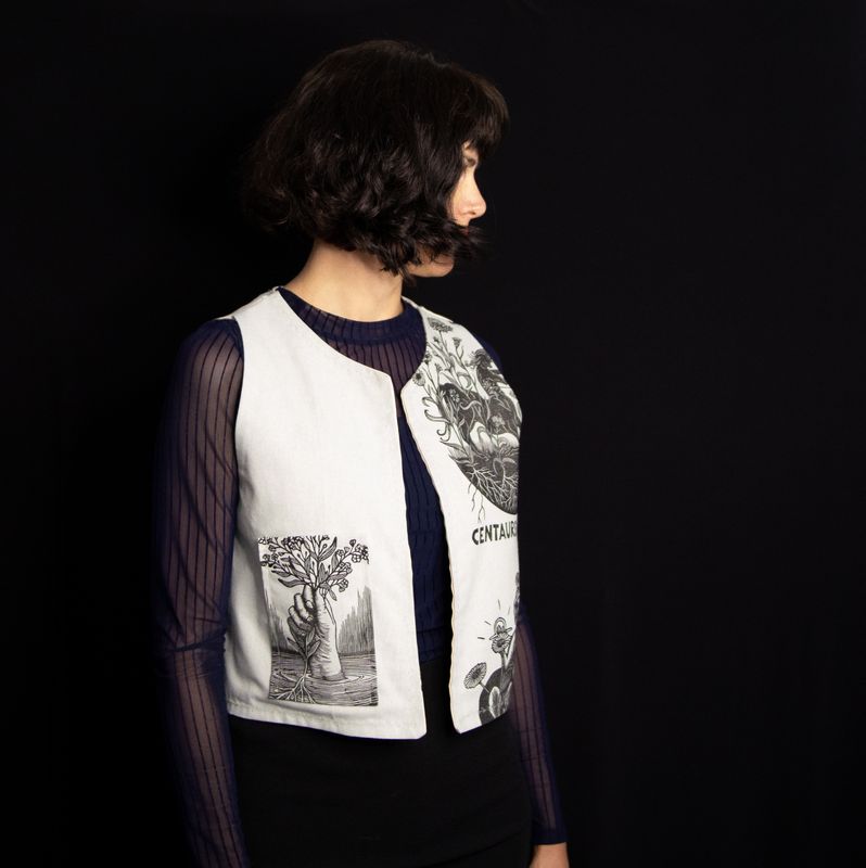 Onkruid reversible vest / Soft green &amp; pink