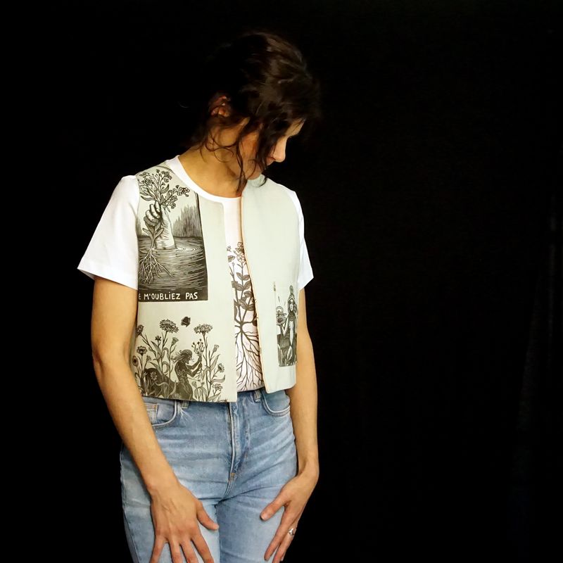 Onkruid vest / Soft green &amp; pink #2