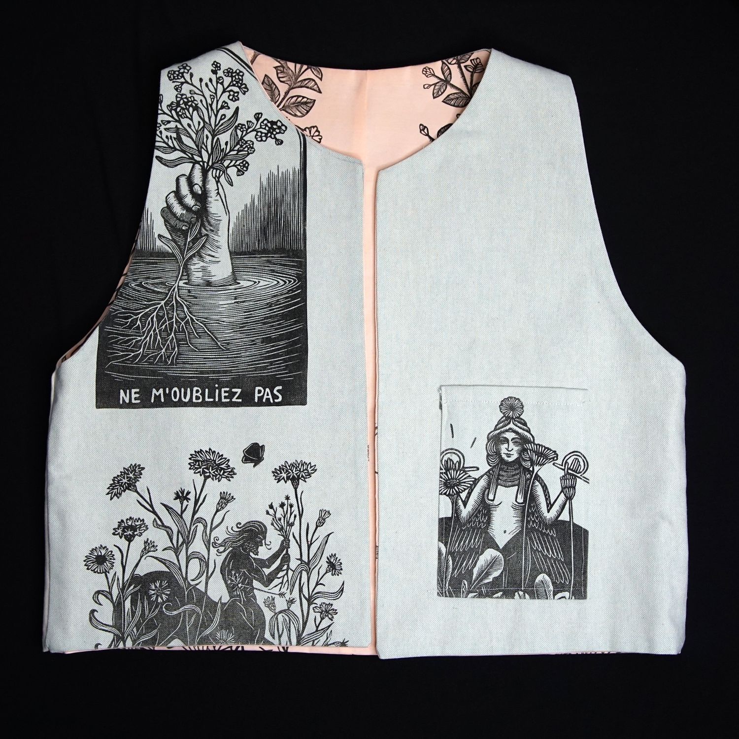 Onkruid vest / Soft green &amp; pink #2