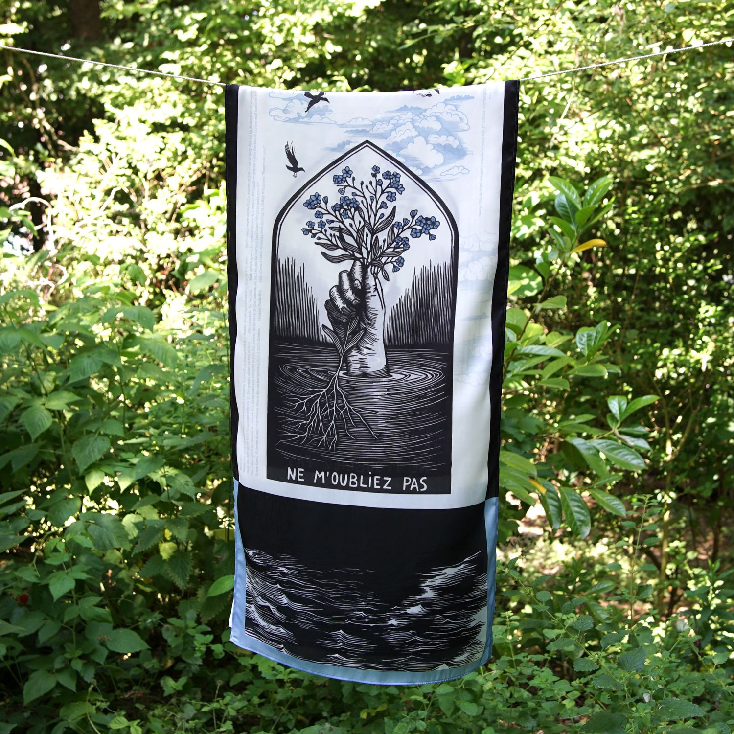 Satin scarf / Forget me not