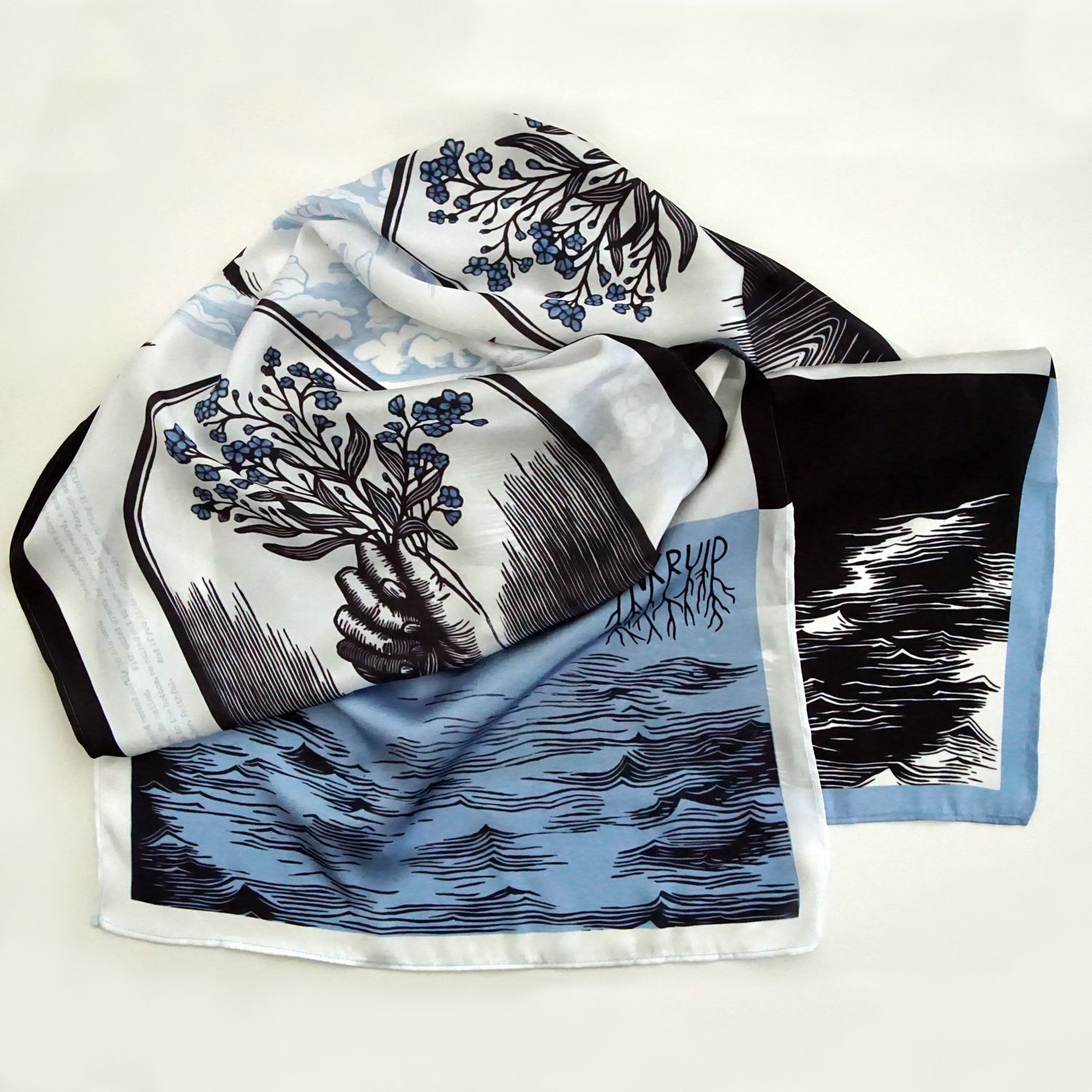 Satin scarf / Forget me not