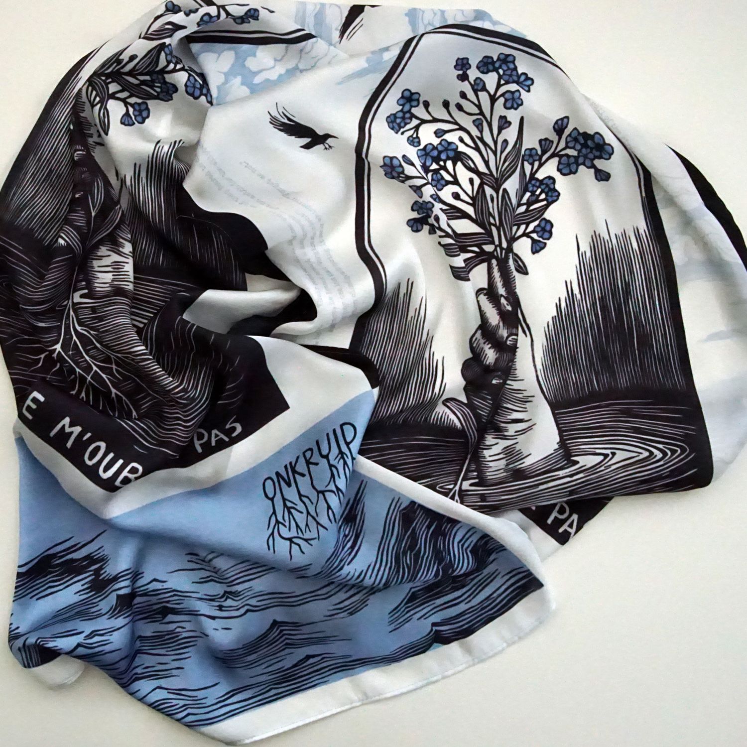 Satin scarf / Forget me not