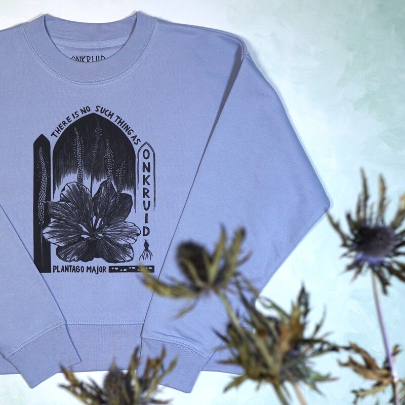 #4 Plantago Mayor / women's Cropped Pullover Blue #4 Plantago Mayor / women's Cropped Pullover Blue