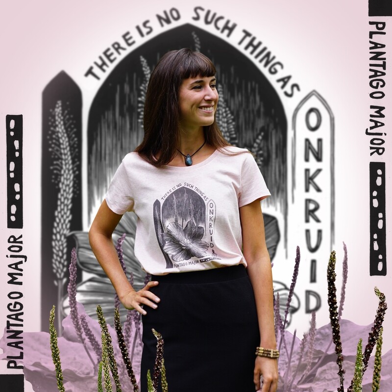#4 Plantago Mayor/ women's t-shirt / Cream Pink
