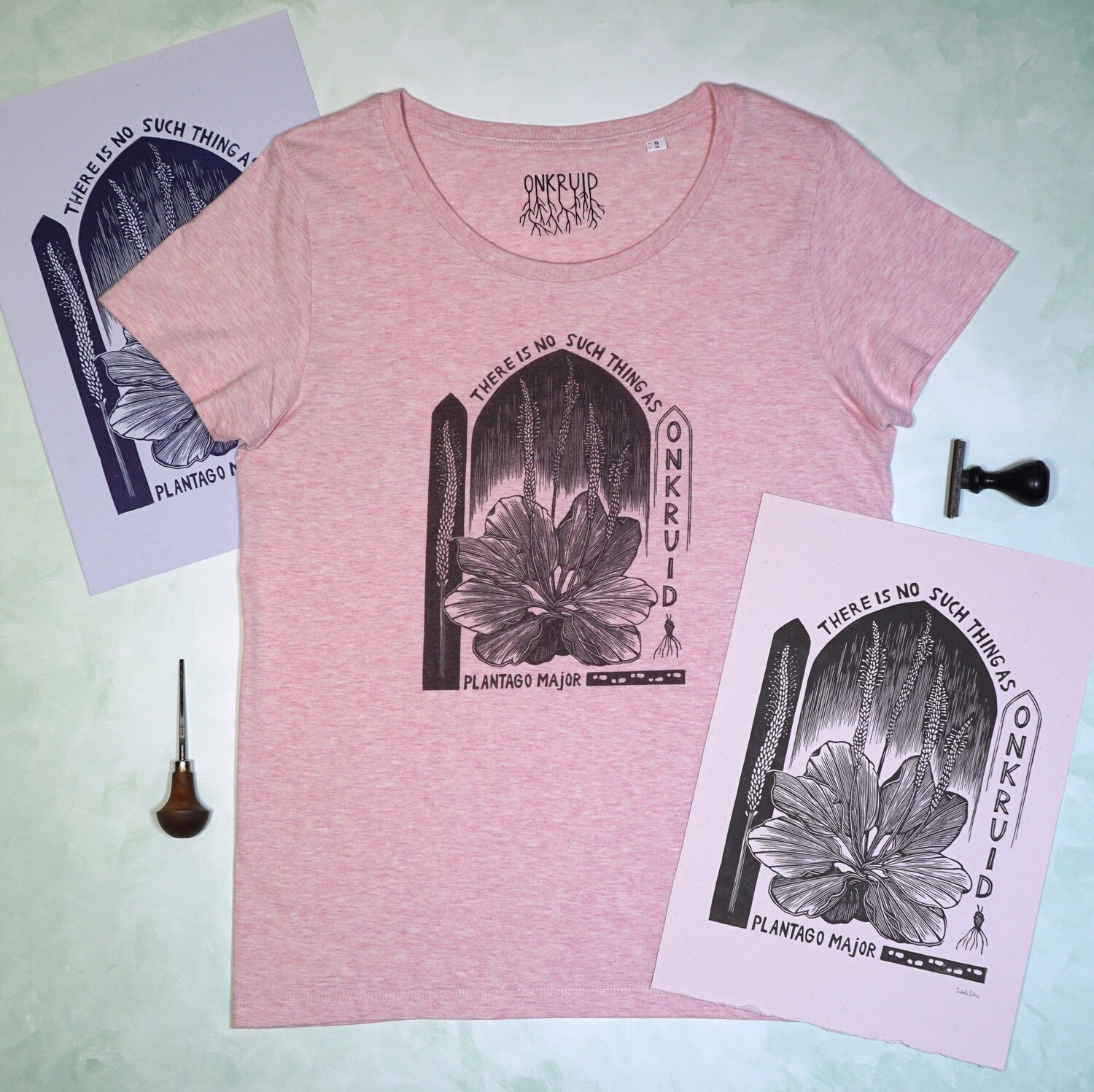 #4 Plantago Mayor/ women's t-shirt / Cream Pink #4 Plantago Mayor/ women's t-shirt / Cream Pink