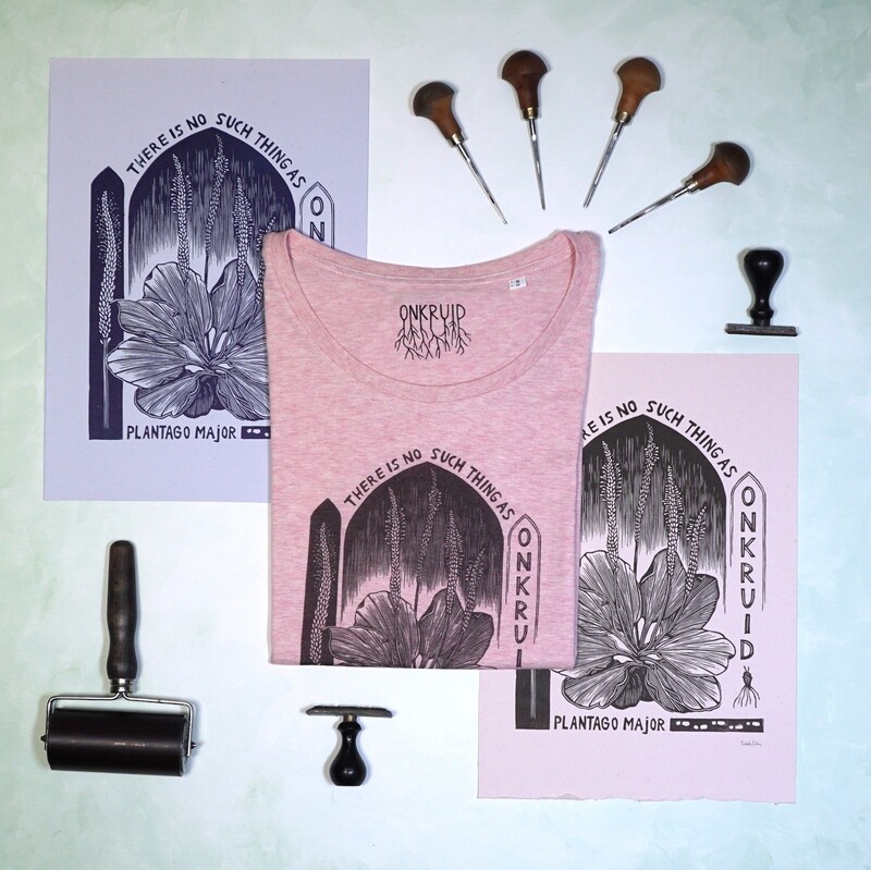 #4 Plantago Mayor/ women's t-shirt / Cream Pink #4 Plantago Mayor/ women's t-shirt / Cream Pink