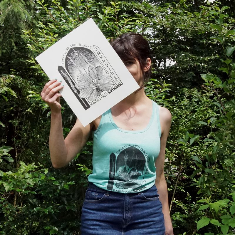 #4 Plantago Mayor/ women's tank top / green