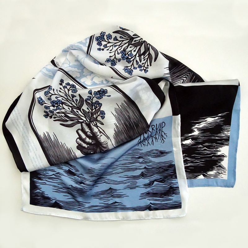 Satin scarf / Forget me not