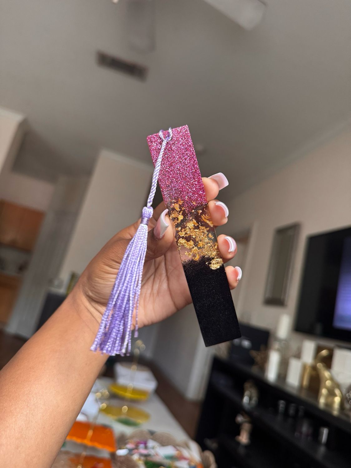 Pink Glitter Bookmark