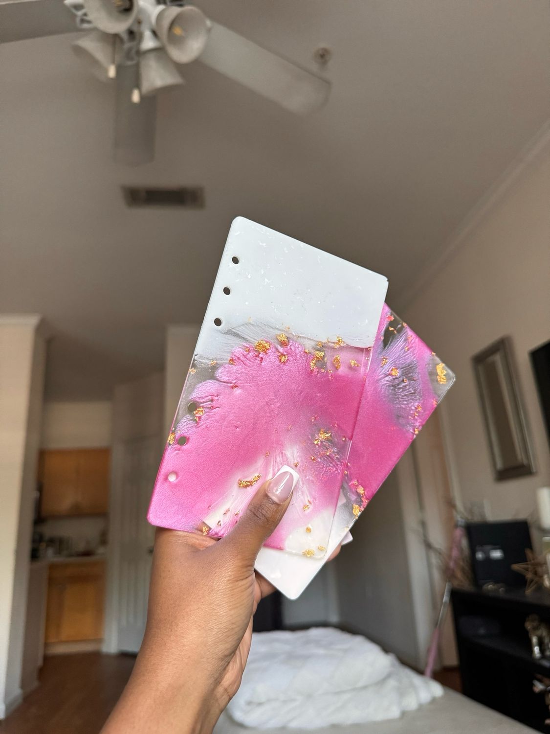 Pink White &amp; Gold Glitter Notebook