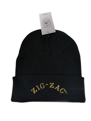 BLACK AND GOLD ZIG ZAG BEENIE