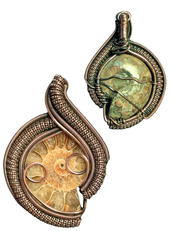 Ammonite Copper Wire Wrapped Pendant
