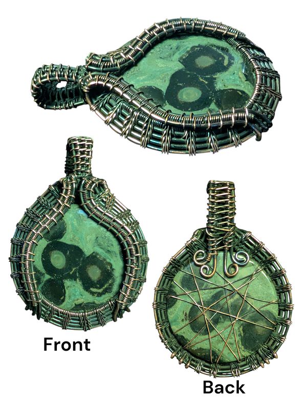 Star Galaxy Jasper Oxidized Copper Wire Wrapped Pendant