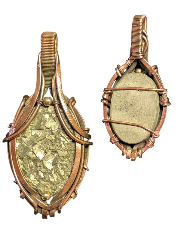 Gold Pyrite Druzy Copper Wire Wrapped Pendant