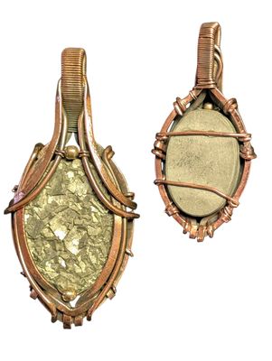 Gold Pyrite Druzy Copper Wire Wrapped Pendant