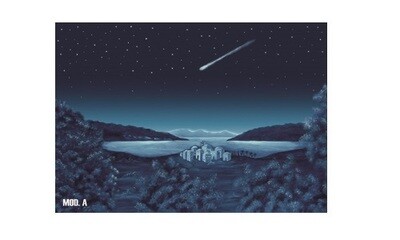 Fondale Notte Stellato Su Cartoncino Formato Totale 70x196 Cm