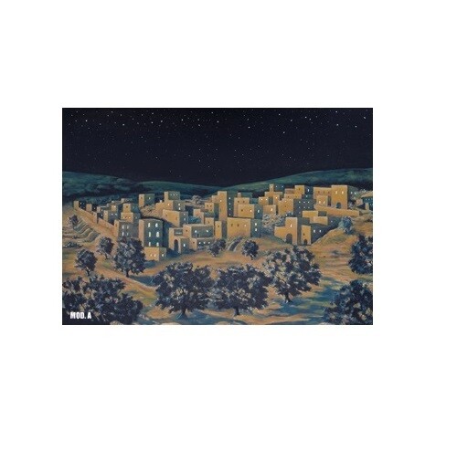 Fondale  Notturno Su Cartoncino Formato Totale 70x196