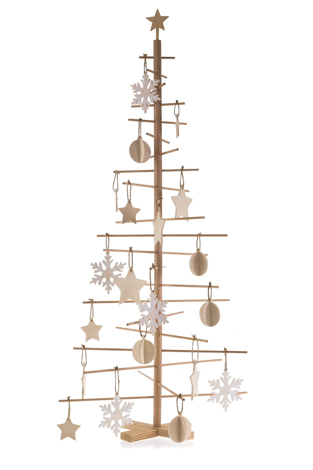 Albero Di Natale In Legno Minimal Stilizzato (Non Decorato) 115cm