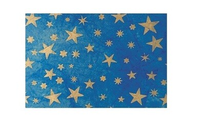 Fogli Di Carta Cielo Presepe Scura Stella Oro Dipinta A Mano 70x100 Cm