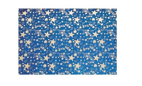 Fogli Di Carta Cielo Metallizzata Stella Argento 70x100 Cm