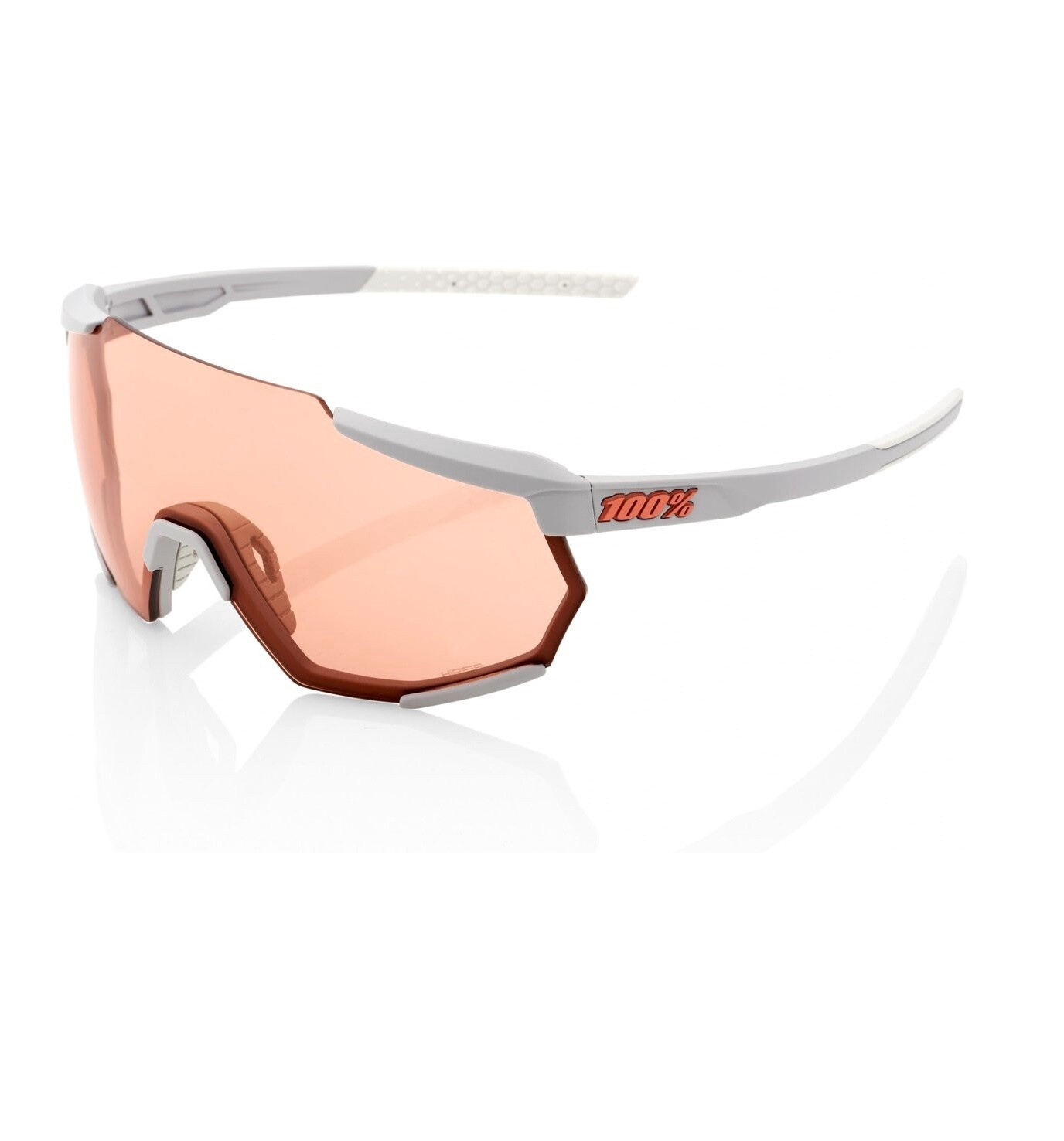 100% Racetrap Soft Tact Stonegrey Hiper Coral lens
