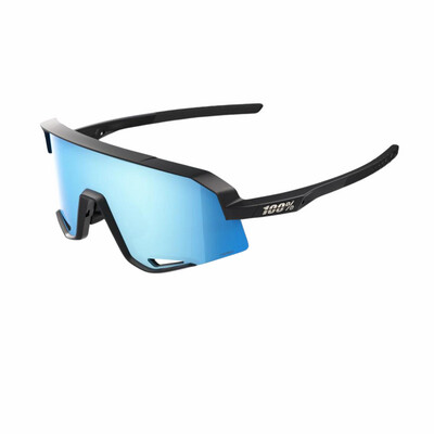 100% Slendale Sunglasses Matte Black Hiper Blue Lens