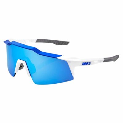 100% Speedcraft SL Sunglasses Mat White Metallic Blue