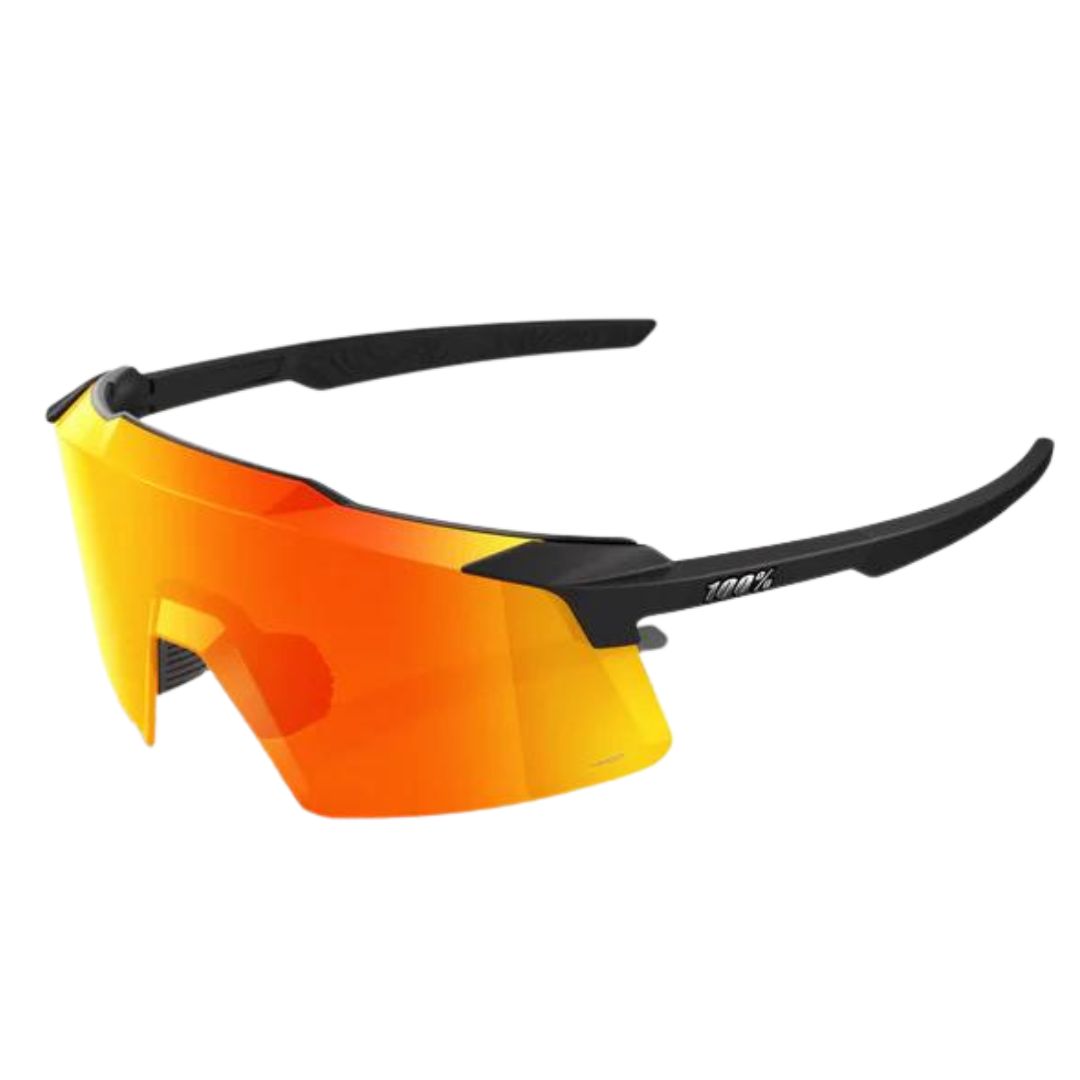 100% Aerocraft Sunglasses Soft Tact Black Hiper Red Lens